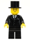 Minifig No: twn133a  Name: Suit Black, Top Hat, Black Legs, Black Eyebrows