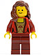 Minifig No: twn137  Name: Female Corset with Gold Panel Front and Lace Up Back Pattern, Dark Red Legs, Reddish Brown Female Hair over Shoulder