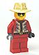 Minifig No: twn183  Name: Red Jacket with Tan and White Zigzag Pattern, Red Legs, Tan Fedora, Black and Silver Sunglasses