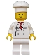 Minifig No: twn192  Name: Chef - White Torso with 8 Buttons, Black Wrinkles, NO Back Print, White Legs, Standard Grin