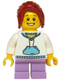 Minifig No: twn209  Name: White Hoodie with Blue Pockets, Medium Lavender Short Legs, Dark Red Hair Ponytail Long with Side Bangs