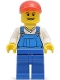 Minifig No: twn216  Name: Overalls Blue over V-Neck Shirt, Blue Legs, Red Short Bill Cap, Grin with Teeth