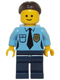 Minifig No: twn220  Name: Police - Female Officer, Dark Brown Hair with Bun