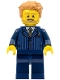 Minifig No: twn277  Name: Businessman - Pinstripe Jacket and Gold Tie, Dark Blue Legs, Medium Nougat Tousled Hair, Beard