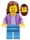 Minifig No: twn280  Name: Medium Lavender Jacket over Lavender Shirt, Medium Blue Legs, Reddish Brown Female Hair Mid-Length