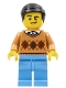 Minifig No: twn298  Name: Dad - Medium Nougat Argyle Sweater, Medium Blue Legs, Black Smooth Hair