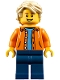 Minifig No: twn305  Name: Orange Jacket with Hood over Light Blue Sweater, Dark Blue Legs, Tan Tousled Hair, Open Lopsided Grin