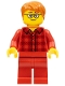 Minifig No: twn355  Name: Male with Dark Orange Hair, Glasses, Red Flannel Shirt, Red Legs (Ludo Red)
