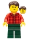 Minifig No: twn363  Name: Man, Red Plaid Flannel Shirt, Dark Green Pants, Dark Brown Hair