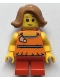 Minifig No: twn376  Name: Child - Girl, Orange Halter Top with Flowers, Red Short Legs, Medium Nougat Hair, Freckles