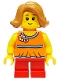 Minifig No: twn376b  Name: Child Girl with Medium Nougat Short Swept Sideways Hair and Red Short Legs