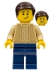 Minifig No: twn388  Name: Male with Tan Knit Sweater, Dark Blue Legs and Dark Brown Hair