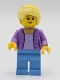 Minifig No: twn394  Name: Female with Medium Lavender Jacket, Medium Blue Legs, Bright Light Yellow Hair