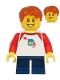 Minifig No: twn397  Name: Boy with Classic Space Shirt with Red Sleeves, Dark Blue Short Legs, Dark Orange Hair