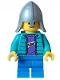 Minifig No: twn449  Name: Child, Dark Turquoise Jacket, Dark Purple Shirt, Blue Medium Legs, Flat Silver Helmet