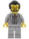 Minifig No: twn511  Name: Tudor House Haberdashery Store Owner - Light Bluish Gray Jacket with Pinstripes and Legs, Black  Hair