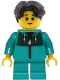 Minifig No: twn551 Name: Child - Boy, Dark Turquoise Jacket with Dark Green Panel, Dark Turquoise Short Legs, Black Hair Wavy Minifig No: twn551 Name: Child - Boy, Dark Turquoise Jacket with Dark Green Panel, Dark Turquoise Short Legs, Black Hair Wavy