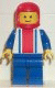 Lot ID: 249000958  Minifig No: ver004  Name: Vertical Lines Red & Blue - Blue Arms - Blue Legs, Red Classic Helmet