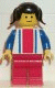 Minifig No: ver010  Name: Vertical Lines Red & Blue - Blue Arms - Red Legs, Black Pigtails Hair