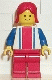 Minifig No: ver011  Name: Vertical Lines Red & Blue - Blue Arms - Red Legs, Blue Arms, Red Female Hair
