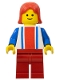 Minifig No: ver011  Name: Vertical Lines Red & Blue - Blue Arms - Red Legs, Blue Arms, Red Female Hair