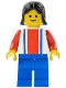 Minifig No: ver017  Name: Vertical Lines Red & Blue - Red Arms - Blue Legs, Black Female Hair