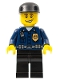 Minifig No: wc005  Name: Police - World City Patrolman, Dark Blue Shirt with Badge and Radio, Black Legs, Black Cap, Smile