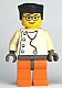 Minifig No: wc015  Name: Doctor - Stethoscope with 4 Side Buttons, Orange Legs, Black Flat Top Hair, Glasses