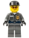 Minifig No: wc022  Name: Police - Security Guard, Dark Bluish Gray Legs, Black Cap