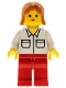 Minifig No: wc029  Name: Shirt with 2 Pockets, Red Legs, Dark Orange Female Hair