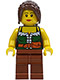 Minifig No: ww015  Name: Gold Prospector - Female, Dark Green Corset, Reddish Brown Legs, Dark Brown Ponytail, Red Lips
