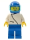 Minifig No: zip011  Name: Jacket with Zipper - White, Blue Legs, Blue Helmet, Trans-Light Blue Visor