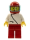 Minifig No: zip023  Name: Jacket with Zipper - White, Red Legs, Red Helmet, Trans-Light Blue Visor