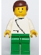 Minifig No: zip046  Name: Jacket with Zipper - White, Green Legs, Brown Male Hair