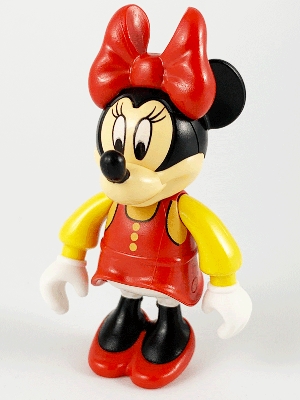 Minnie Mouse Figure with Red Dress, Yellow Sleeves, and Red Shoes