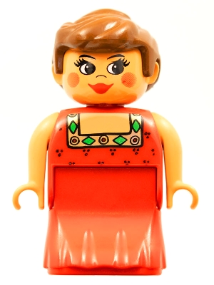 Duplo Figure, Female Lady, Red Dress, Blush, Ponytail