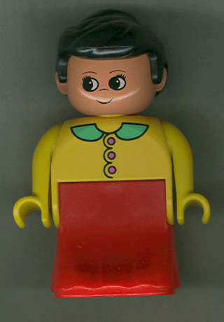 Duplo Figure, Female Lady, Red Dress, Yellow Top and Green Collar