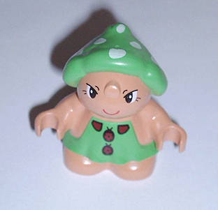 Duplo Figure Little Forest Friends, Female, Green Dress with Two Ladybugs (Grizzly Toadstool)
