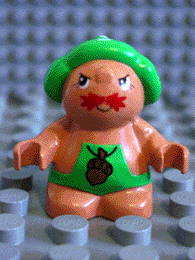 Duplo Figure Little Forest Friends, Male, Green Outfit with Acorn (Grumpy Toadstool)