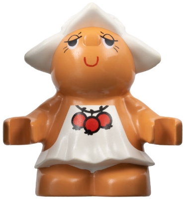 Duplo Figure Little Forest Friends, Female, White Dress with Three Red Berries (Dreamer Meadowsweet)