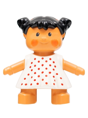 Duplo Figure Doll, Marie's Baby, White Dress with Red Dots