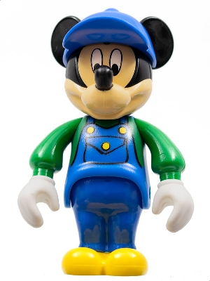 Mickey Mouse Figure with Blue Overalls, Green Sleeves, Blue Cap
