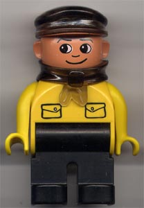 Duplo Figure, Male, Black Legs, Yellow Top with Pockets (Intelli-Train Yellow Conductor)