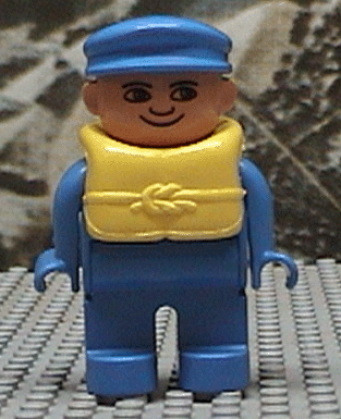 Duplo Figure, Male, Blue Legs, Blue Top, Life Jacket, Blue Cap