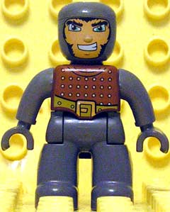 Duplo Figure Lego Ville, Male Castle, Dark Bluish Gray Legs, Brown Chest, Dark Bluish Gray  Arms, Dark Bluish Gray Hands
