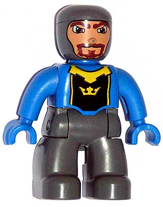 Duplo Figure Lego Ville, Male Castle, Dark Bluish Gray Legs, Blue Chest, Blue Arms, Blue Hands