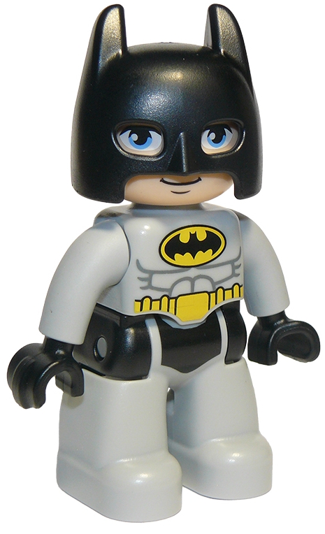 Duplo Figure Lego Ville, Batman, Black Cowl, Light Bluish Gray Suit and Legs