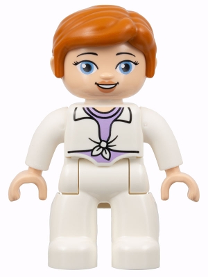 Duplo Figure Lego Ville, Female, White Legs, White Jacket Tied over Lavender Shirt, Dark Orange Hair &#40;Jurassic World Claire Dearing&#41;