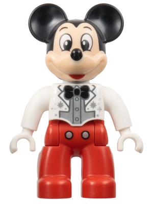 Duplo Figure Lego Ville, Mickey Mouse, White Jacket, Red Legs, Silver Shirt, Black Bow Tie &#40;6438771&#41;