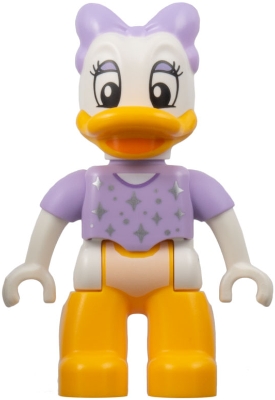 Duplo Figure Lego Ville, Daisy Duck, Lavender Bow and Shirt, Silver Sparkles and Dots &#40;6438507&#41;